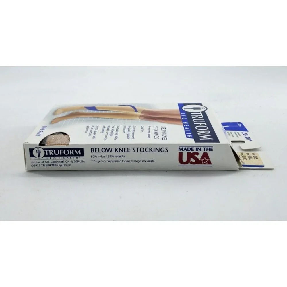 Truform‎ Below Knee Compression Stockings 20-30 Firm #8865-S Unisex Beige Size S